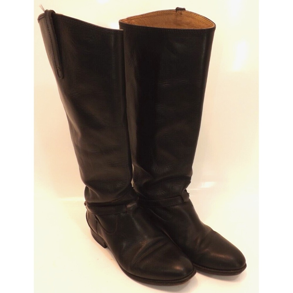 Frye Lindsay Plate Boots 76976 OTK Black Leather Tall Riding - Womens size: 5.5B